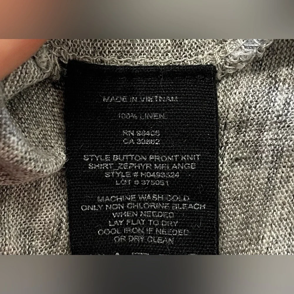 Men’s Theory Short Sleeve Button Front 100% Linen Jersey Heather Grey Shirt - Picture 4 of 6